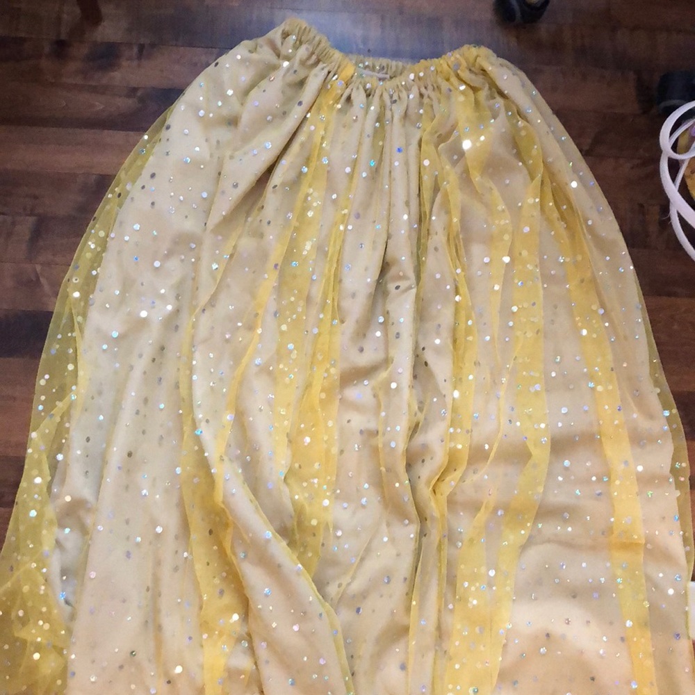 Long yellow sparkle skirt